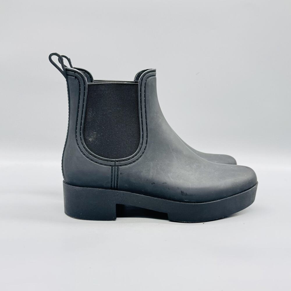 Jeffrey Campbell Boots Womens 9 Black Rubber Chelsea Ankle Rain Waterproof